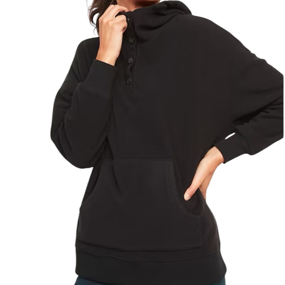 Old Navy Fleece Henley Hoodie Black XL